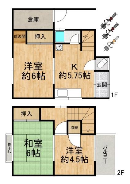 松原市阿保3丁目　中古戸建 間取図・土地図