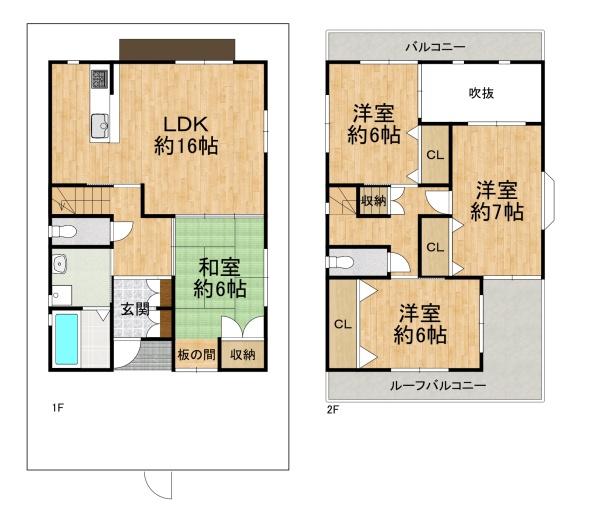 堺市西区山田1丁　中古戸建 間取図・土地図