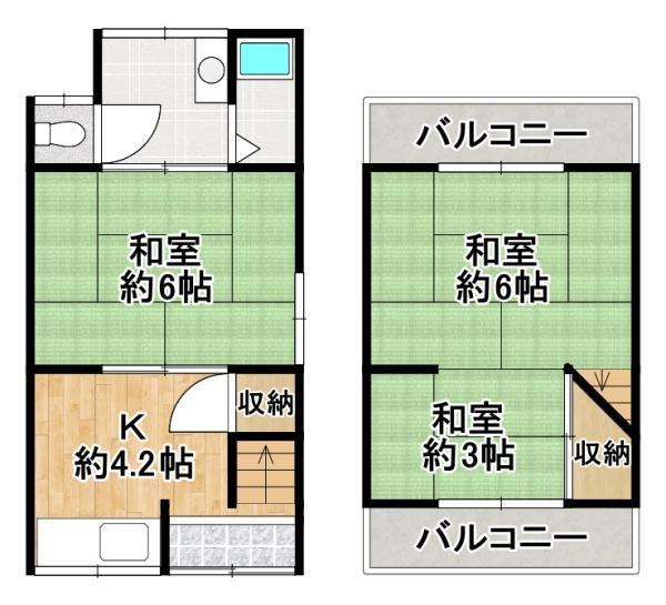 松原市北新町4丁目　中古テラス 間取図・土地図