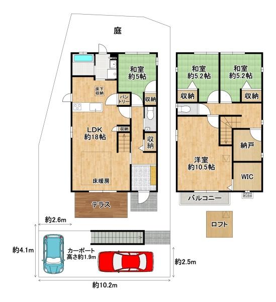 和泉市内田町4丁目　中古戸建 間取図・土地図