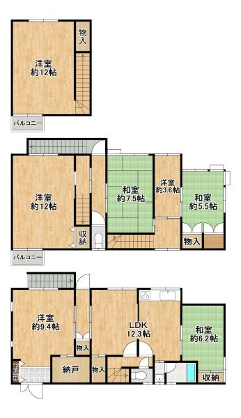 堺市北区南花田町　中古戸建 間取図・土地図