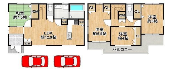 羽曳野市はびきの5丁目　中古戸建 間取図・土地図