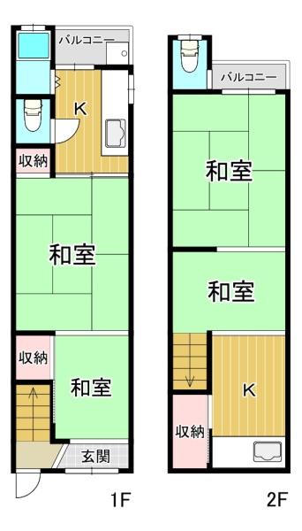 大阪市港区市岡4丁目　中古テラスハウス 間取図・土地図