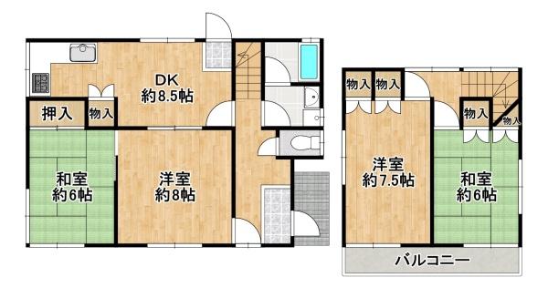 河内長野市南青葉台　中古戸建 間取図・土地図