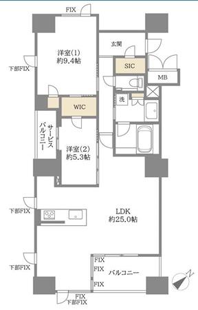 ユニハイム中之島堂島川タワージレデンス 間取図・土地図