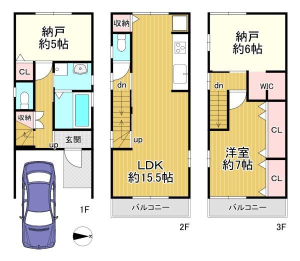 京都市右京区太秦中筋町　中古戸建 間取図・土地図