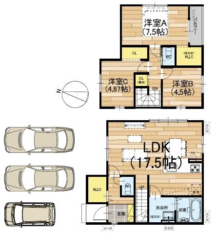 京都市北区上賀茂本山　8号地　新築戸建て 間取図・土地図