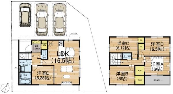 京都市北区大宮釈迦谷　新築戸建 間取図・土地図