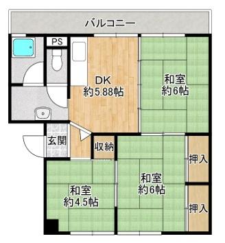 新北野第一コーポ　B棟 間取図・土地図
