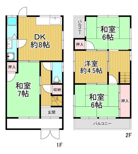 大阪市西成区鶴見橋2丁目　中古戸建 間取図・土地図