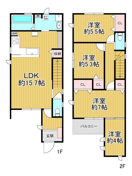 堺市堺区北向陽町2丁　A号地　中古戸建 間取図・土地図