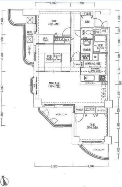 阿倍野桃ヶ池シティハウス 間取図・土地図