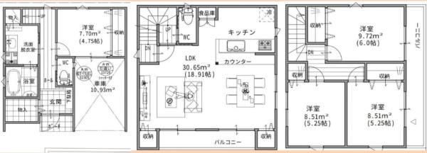 大阪市東住吉区今川2丁目　中古戸建 間取図・土地図