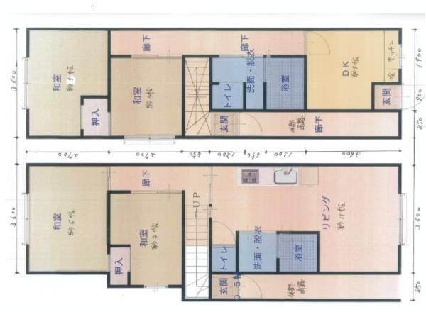 大阪市西成区天下茶屋2丁目　中古戸建 間取図・土地図