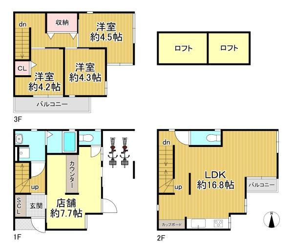 京都市右京区西院清水町　中古戸建 間取図・土地図