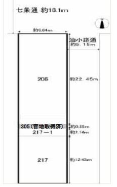 京都市下京区土橋町　建築条件無売土地 間取図・土地図