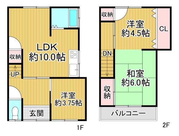 生野区巽中3丁目　中古テラス 間取図・土地図