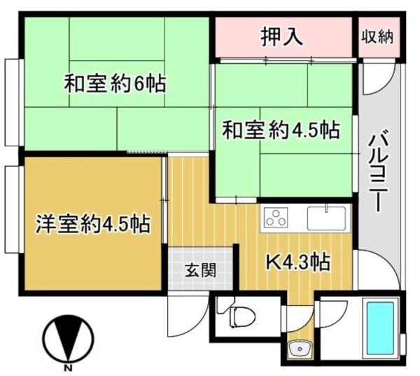 阿倍野コーポ 間取図・土地図