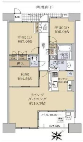 リバーガーデンコスモスクエア 間取図・土地図