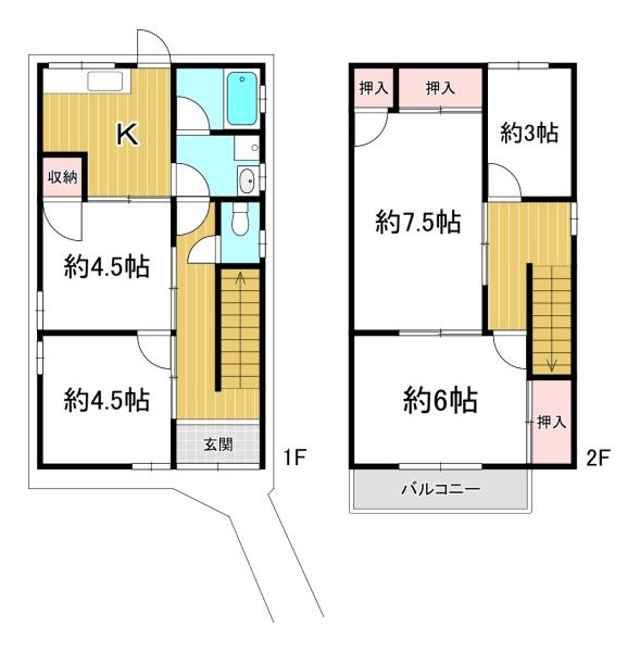 河内長野市喜多町　中古戸建 間取図・土地図