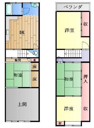 京都市北区衣笠高橋町　中古戸建 間取図・土地図