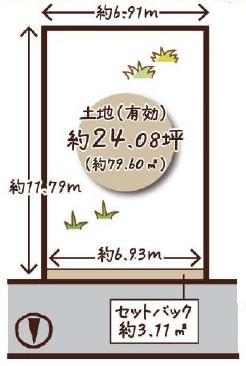 京都市右京区山ノ内苗町　建築条件無売土地 間取図・土地図
