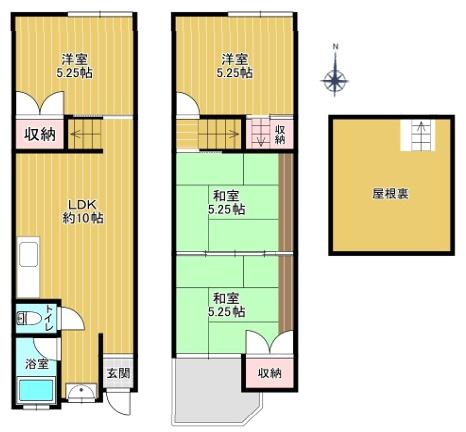 大阪市西成区天下茶屋1丁目　中古テラスハウス 間取図・土地図