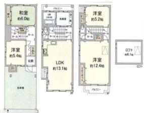 大阪市福島区野田2丁目　中古戸建 間取図・土地図