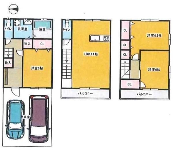 大阪市東住吉区今川2丁目　中古戸建 間取図・土地図