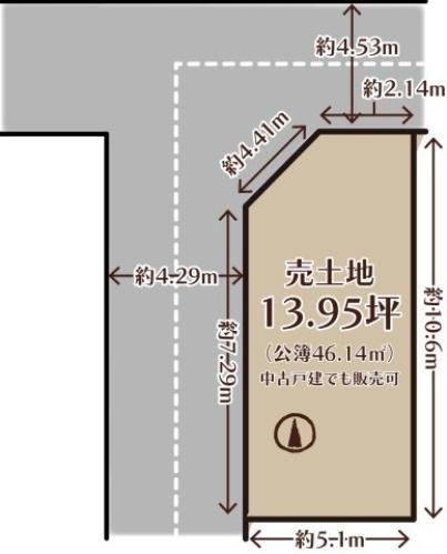 京都市右京区太秦乾町　建築条件無売土地 間取図・土地図
