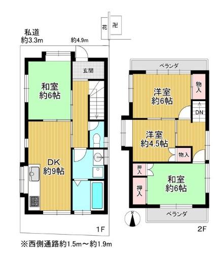 京都市上京区突抜町　中古戸建 間取図・土地図