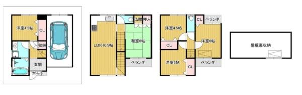 大阪市東淀川区下新庄2丁目　中古戸建 間取図・土地図