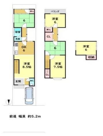 京都市北区西賀茂北川上町　中古戸建 間取図・土地図