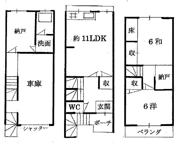 京都市右京区太秦面影町　中古戸建 間取図・土地図