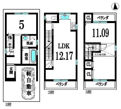 京都市右京区西京極畑田町　中古戸建 間取図・土地図