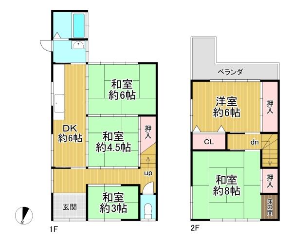 京都市左京区下鴨芝本町　中古戸建 間取図・土地図