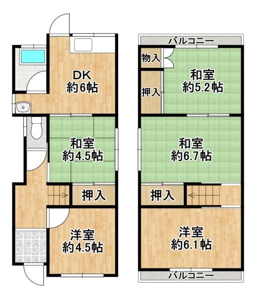 堺市美原区多治井　中古戸建 間取図・土地図
