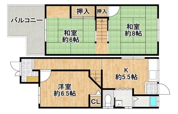 堺市東区南野田　中古戸建 間取図・土地図