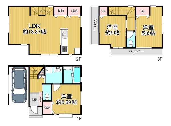 大阪市天王寺区下寺町2丁目　中古戸建 間取図・土地図