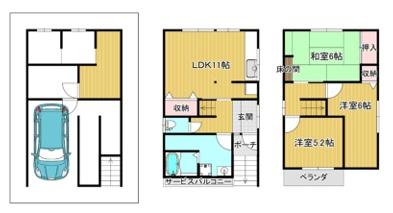 大阪市此花区酉島1丁目　中古戸建 間取図・土地図