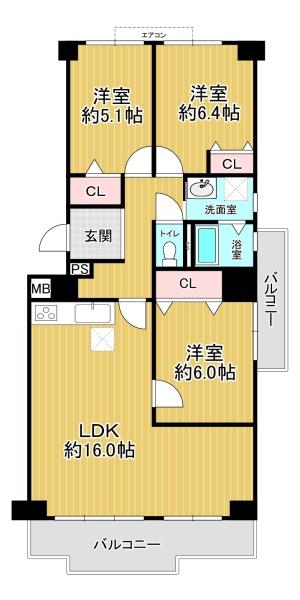 六甲グランドヒルズ壱号館西棟 間取図・土地図