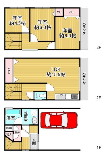 大阪市鶴見区徳庵2丁目　中古戸建 間取図・土地図