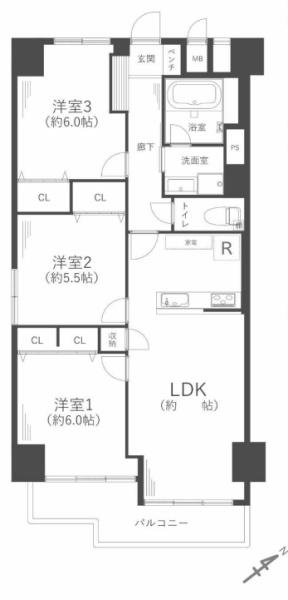 新北野第３コーポ 間取図・土地図