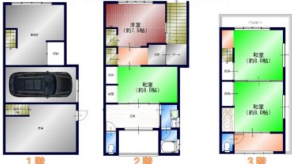 大阪市西成区天下茶屋1丁目　中古戸建 間取図・土地図