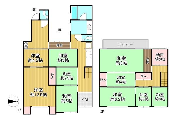 京都市東山区下棟梁町　中古戸建 間取図・土地図