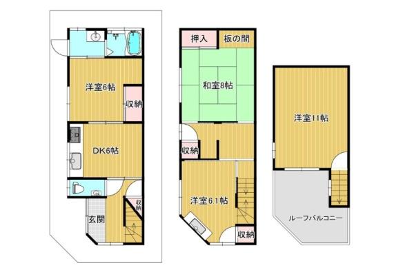 大阪市淀川区東三国2丁目　中古戸建 間取図・土地図