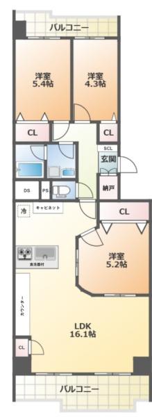 南港フローラルハイツ23号棟 間取図・土地図