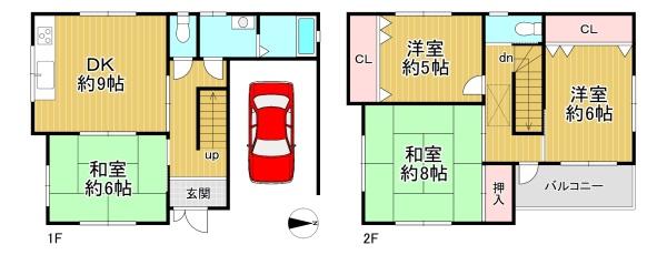京都市山科区勧修寺東堂田町　中古戸建 間取図・土地図