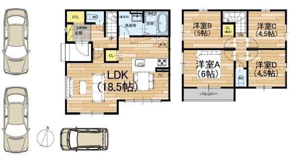 京都市北区上賀茂本山　2号地　新築戸建 間取図・土地図