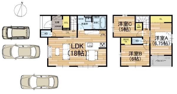 京都市北区上賀茂本山　3号地　新築戸建 間取図・土地図